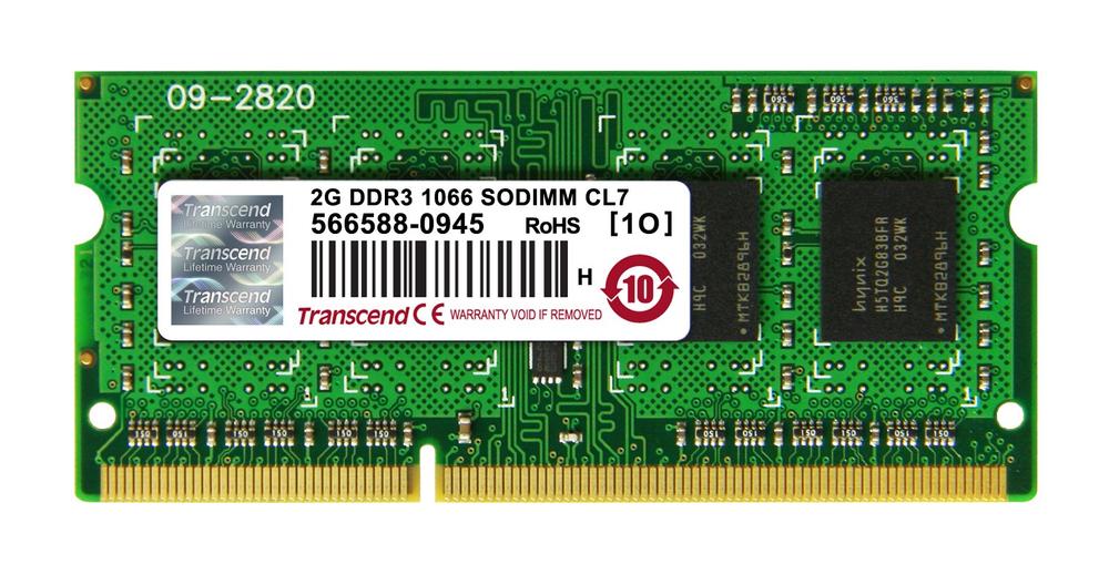 【中古】Transcend 万覚え帳パソコン用記憶装置 パソコン3-8500 DDR3 1066 2GB 1.5V 204pin SO-DIMM (無締め切り日引きうける) JM1066KSN-2G