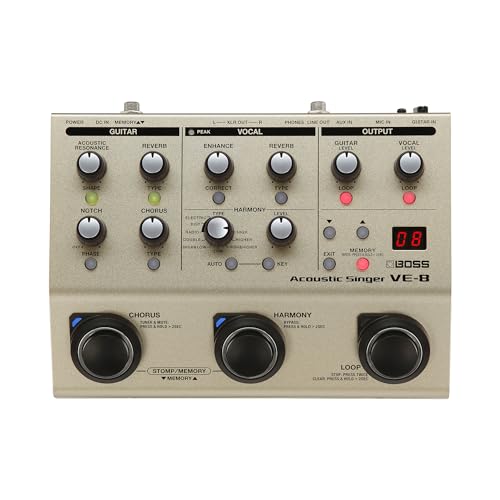 【中古】BOSS ボス アコースティックシンガー VE-8 ボーカル/アコースティックギター用エフェクター 弾き語り プリアンプ搭載 ボーカルエフェクト ルーパー機能 電池/ACの2 電源方式