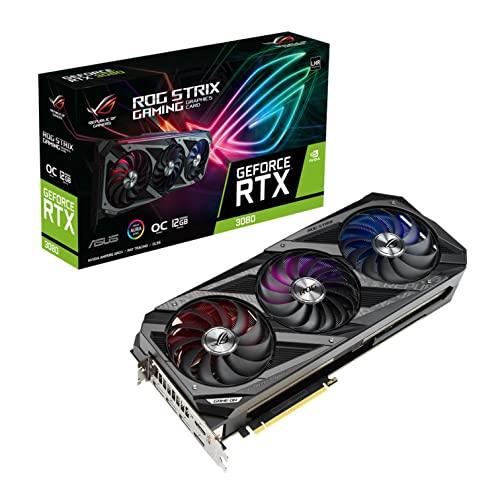 【中古】ASUS RTX3080 積み上げる トリプル気違い 映像媒体歌留多 12GB ROG-STRIX-RTX3080-O12G-GAMING black