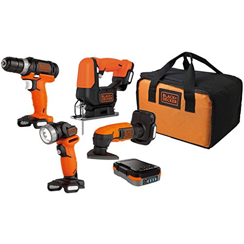 【中古】ブラックアンドデッカー(BLACK+DECKER) GoPak 事業計画容器に並べる 【オンライン押さえる4点書き割り】 せん孔機１番ウッド ジグソー サンダー LED点火装置 DIY 電動物の具 穴あけ 締付物の具 DIY 基本原理 切りはなす みがき上げる 螺子釘総締め BDCK124S1S