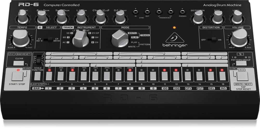 【中古】Behringer アナログドラムマシン USB/DIN MIDI対応 16ステップシーケンサー アナログディストーション搭載 RD-6-BK 黒