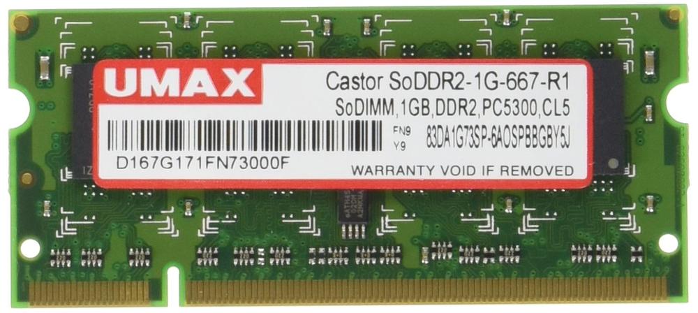 【中古】UMAX SO-DIMM 1GB DDR2-667 1Gbit Castor SoDDR2-1G-667-R1 5,744円