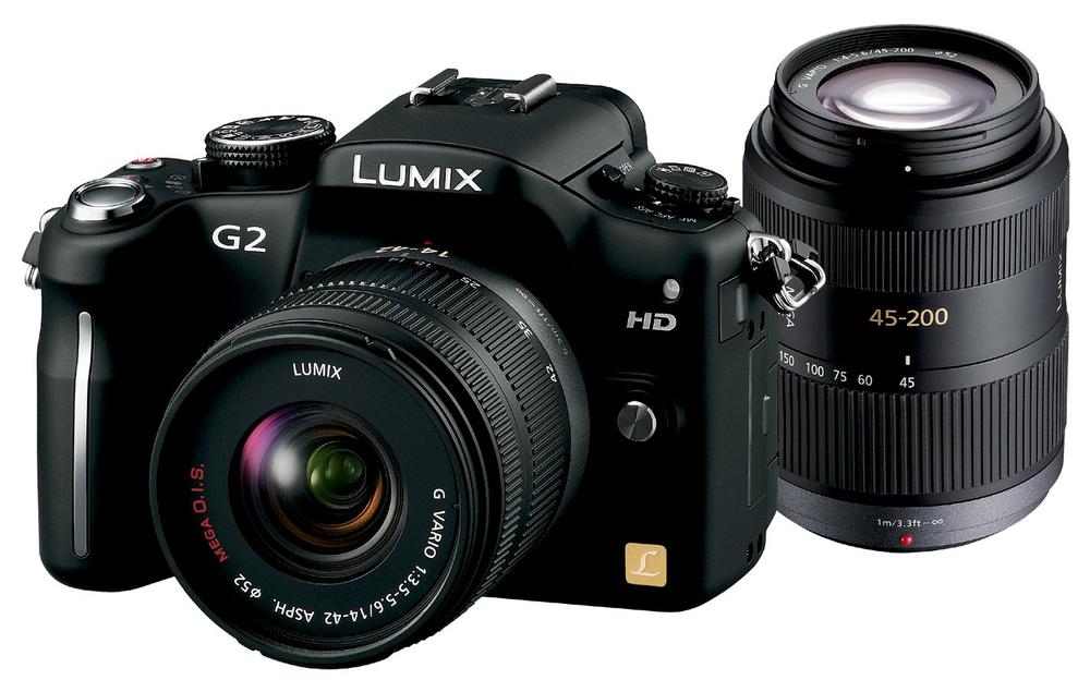 【中古】パナソニック デジタル一眼カメラ G2ダブルズームレンズキット14-42mm/F3.5-5.6・45-200mm/F4.0-5.6付属) コンフォートブラック DMC-G2W-K