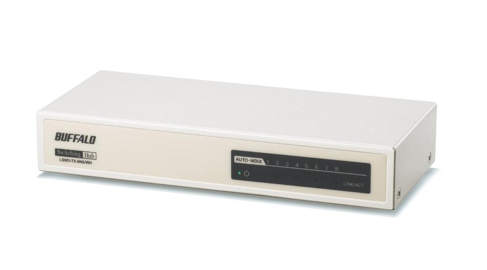 【中古】BUFFALO 8界面 スイッチングHUB 金属元素筐体/ワット数内蔵真似形 LSW3-TX-8NS/WH