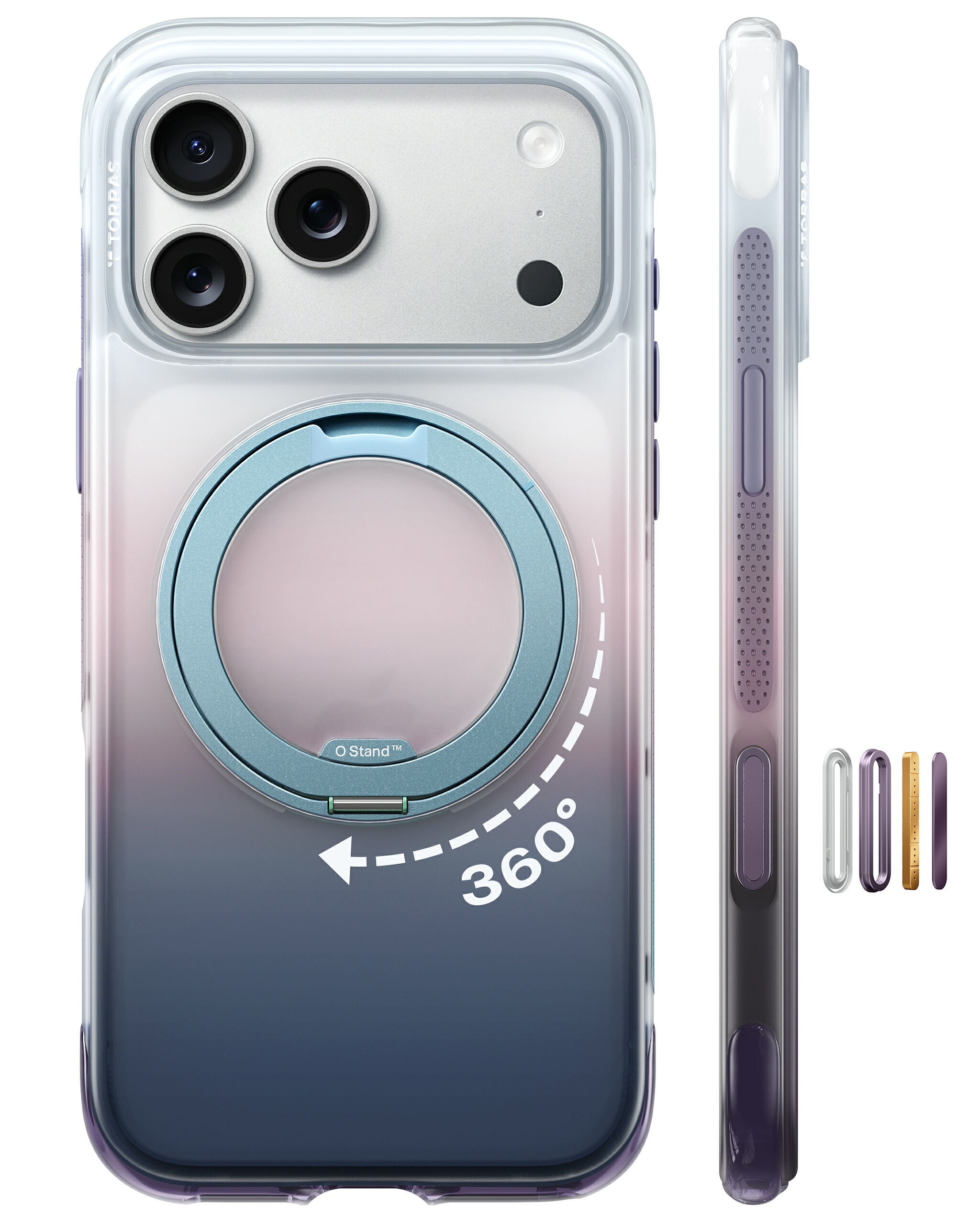 【エアバッグ保護・自然に溶け込むグラデーション】TORRAS iPhone17Pro ケース iPhone17ProMax ケース iPhone17 Pro ケース iPhone17 Pro Max ケース MagSafe対応 360&deg;回転スタンド 縦横両対応 ワイヤレス充電 軽量 耐衝撃「Ostand O3 Air」｜TORRAS