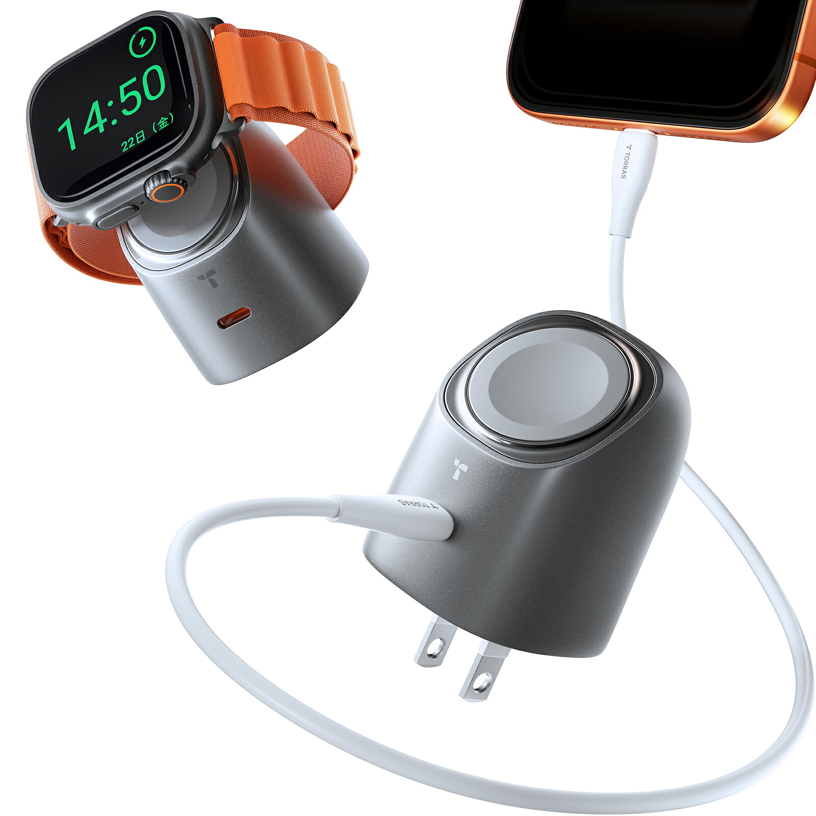 TORRAS Flasheye For Apple Watch 充電器 2in1 45W 急速充電器 タイプc【USB PD/PSE技術基準適合】アップルウォッチ/iPhone/iPad/Android MacBook Air その他各種機器対応 (スペースグレー) 7,464円