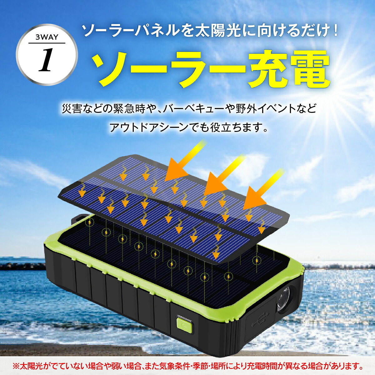 防災士推薦 モバイルバッテリー ソーラーチャージャー 急速充電 12 000mah 2台同時充電 スマホ充電 手回し 3way充電 Ledライト ソーラー