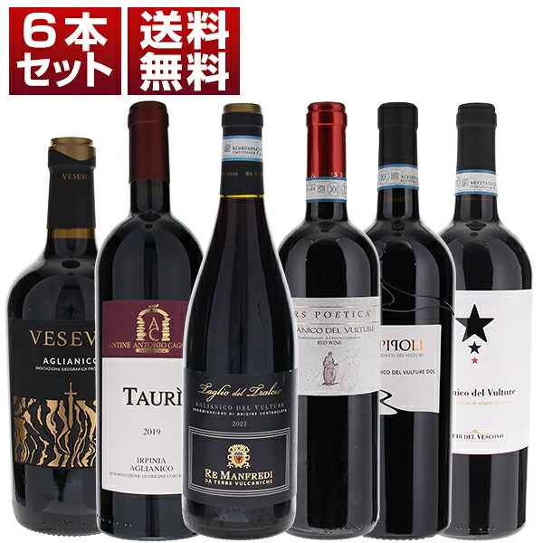 【送料無料】南イタリア 代表 アリアニコ カンパーニャ バジリカータ 赤 6本 セット ワインセット 赤 赤ワイン (750ml×6) アリアーニコ 母の日