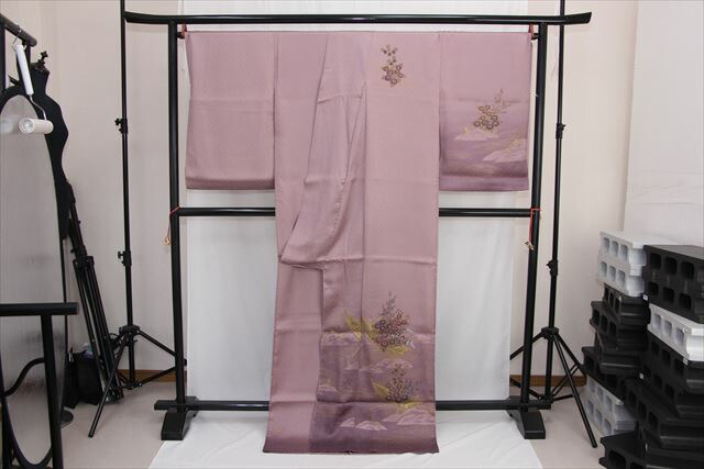 正絹訪問着 訳あり実店舗キャリー在庫 薄紫（菊×梅） お祝い 着付 お稽古 送料無料 送料込み