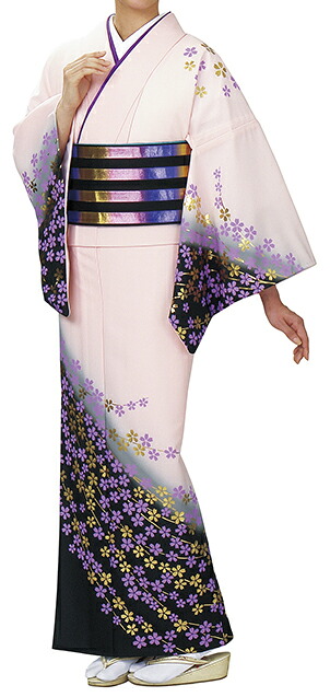 踊り衣裳 反物 川印 一越本絵羽 桜色（紫柄） 取り寄せ商品 日本の踊り 掲載 踊り絵羽 稽古 習い事 舞踊 民謡 発表会《女性用 レディース 洗える着物》[tss]｜浴衣 七五三 安売り天国とせん 27,885円