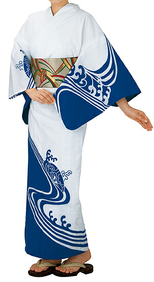 踊り衣裳 反物 大印 本絵羽ゆかた 白&times;青 取り寄せ商品 日本の踊り 掲載 踊り絵羽 稽古 習い事 舞踊 民謡 浴衣 盆踊り《男性用 女性用 メンズ レディース》 メール便不可[tss]｜浴衣 七五三 安売り天国とせん