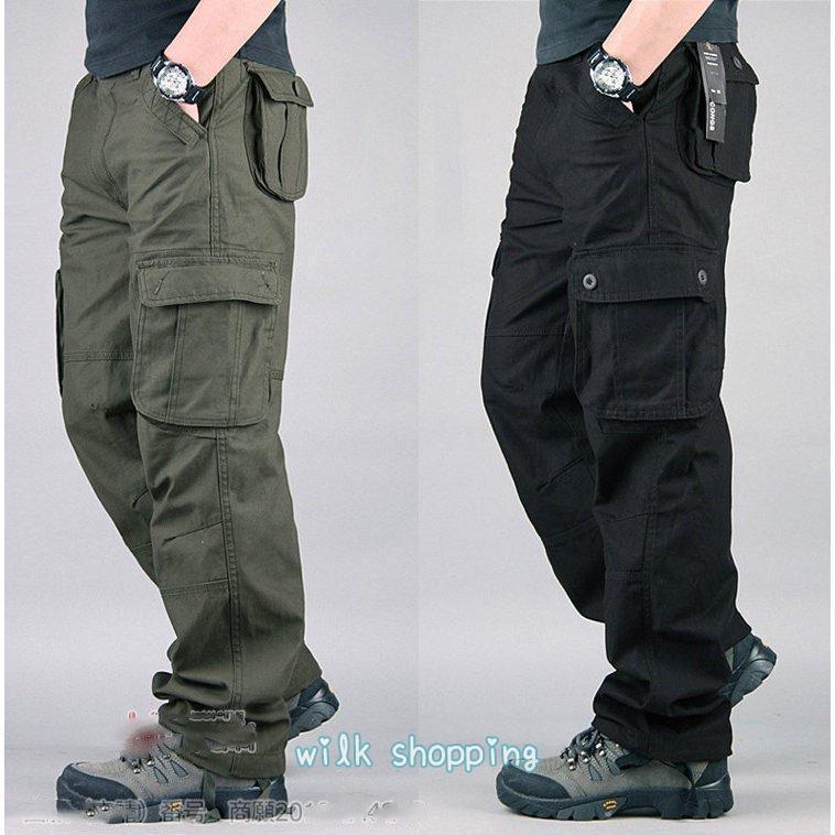カーゴパンツ メンズ 気が大きい大きさ ゆったり 綿100％ やり方服 8衣嚢 ボトムス 色合いズボン下 ズボン ミリタリー 偽装 無地