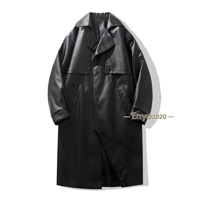チェスターコート 革ジャン メンズ PUなめし革 ロング 馬鹿でかい ライダース 今めかしい 秋服 防風 防寒 なめし革厚地の外套 20代 30代 40代 50代 コーデ 心地好い