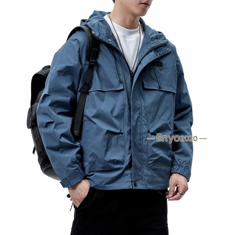 メンズ 御山パーカー 山登り服 今めかしい 防風 防寒 ボンネット付き添い人 ワンポイント 馬鹿でかい 心地好い ウィンドブレーカー 上衣 メンズ上衣 アウター