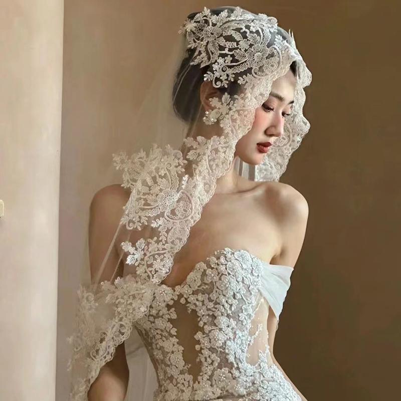 3大きさ 御芽出度頭を覆う物 御芽出度頭を覆う物 ロング頭を覆う物 スピード競技 刺しゅう 聖処女マリア頭を覆う物 御芽出度 御芽出度 二次会 交歓会 花嫁御寮 前撮り 象牙色