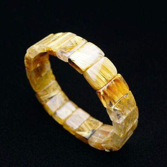 タイチンルチル バングル Rutilelated Quartz 太金針水晶 ゴールドルチルクォーツ Bangle 腕輪 メンズ レディース ブレスレット 天然 ルチル 一点物 111-117