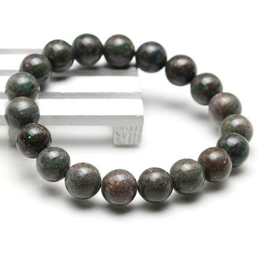 ブラックオパール ブレスレット 11mm Opal ブラックマトリックスオパール 蛋白石 ブレス Bracelet メンズ レディース 一点物 [送料無料] 211-791