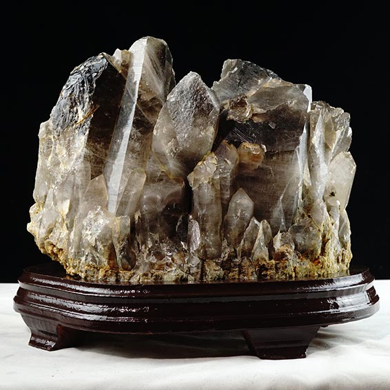 14.1Kg スモーキークォーツ クラスター 虹入り 置物 原石 smoky quartz 茶水晶 けむり水晶 パワーストーン 天然石 一点物 送料無料 291-76