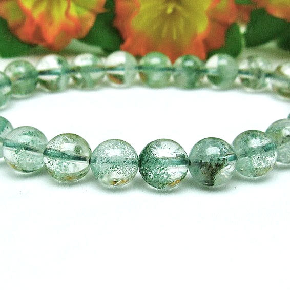 グリーンファントム ブレスレット 幽霊水晶 パワーストーン 14mm 順調にお金が入ってくる】グリーンファントム（緑幽霊