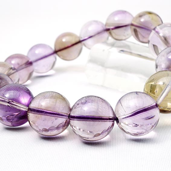 アメトリン ブレスレット 15mm Ametrine bracelet 紫黄水晶 ブレス バイカラークォーツ メンズ レディース パワーストーン 天然石 一点物 [送料無料] 211-2085｜天然石・パワーストーンの東昇