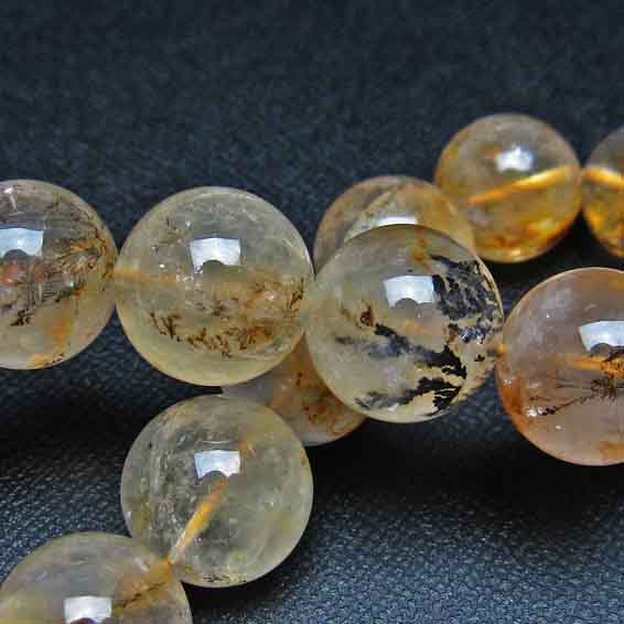 デンドリティッククォーツ ブレスレット 14mm 忍石 Dendrtic quartz bracelet デンドライト ブレス 模樹石 パワーストーン 天然石 一点物 [送料無料] 211-2768