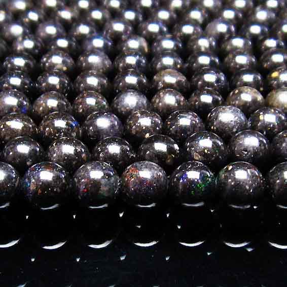 ブラックオパール 一連 6mm opal 蛋白石 ブラックマトリックスオパール ビーズ アクセサリーパーツ ハンドメイド メンズ レディース ランダム発送 [送料無料] 714-76画像