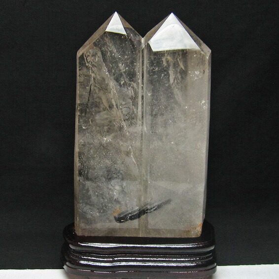 楽天市場】水晶 ポイント ブラックトルマリン入り 置物 六角柱