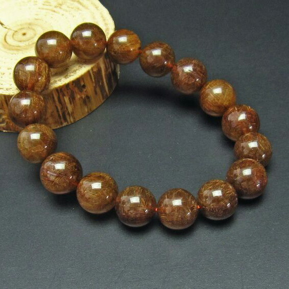 ルチルクォーツ ブレスレット 12mm コッパールチル bracelet ブロンズルチル メンズ レディース 一点物 送料無料 111-2685