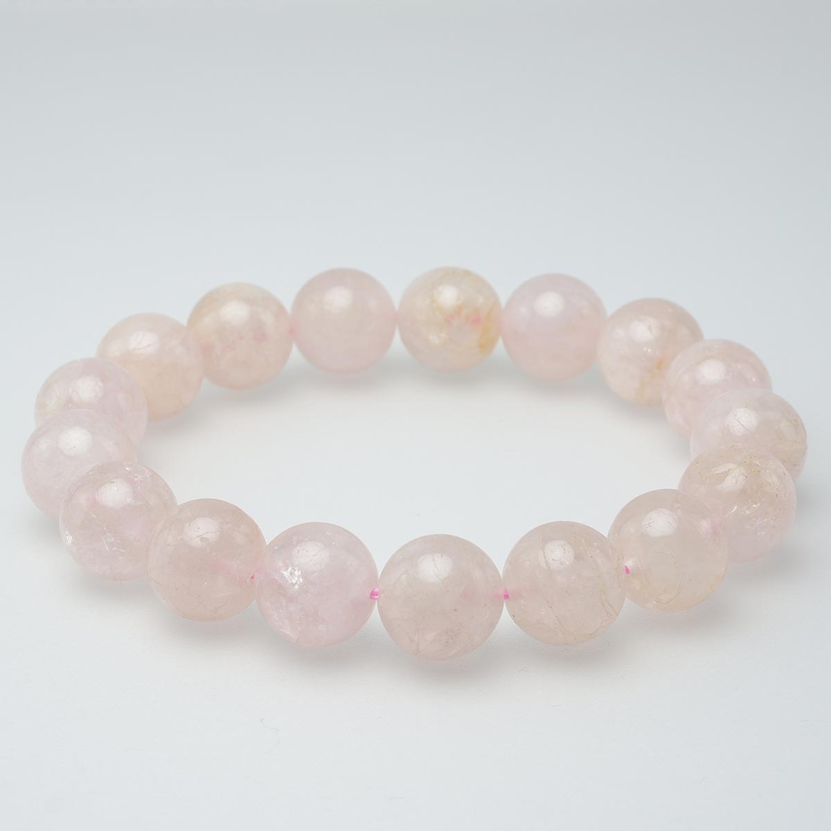 モルガナイト ブレスレット 12mm ローズベリル ブレス Morganite Bracelet モルガン石 パワーストーン 天然石 一点物 [送料無料] 111-2825