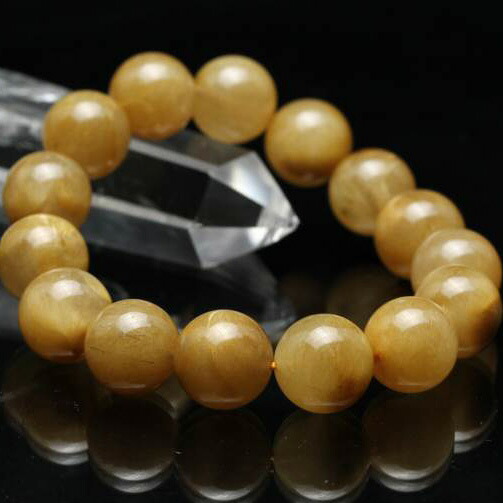 ルチルクォーツ ブレスレット 14mm｜bracelet rutilelated quartz ブレス パワーストーン 天然石 ルチレイテッドクォーツ 一点物 送料無料 211-3999