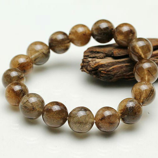 プラチナルチルクォーツ ブレスレット 13mm 針入り水晶 プラチナルチル ブレス rutilated quartz bracelet メンズ レディース 一点物 送料無料 211-4249