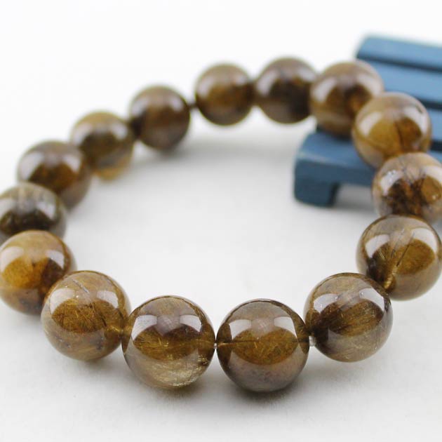 プラチナルチルクォーツ ブレスレット 14mm プラチナルチル ブレス 針入り水晶 rutilated quartz メンズ レディース 一点物 送料無料 211-4531