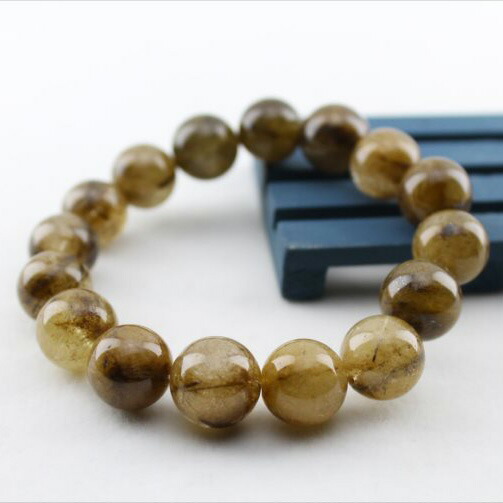 プラチナルチルクォーツ ブレスレット 13mm rutilated quartz bracelet プラチナルチル ブレス 針入り水晶 メンズ レディース 一点物 送料無料 211-4591