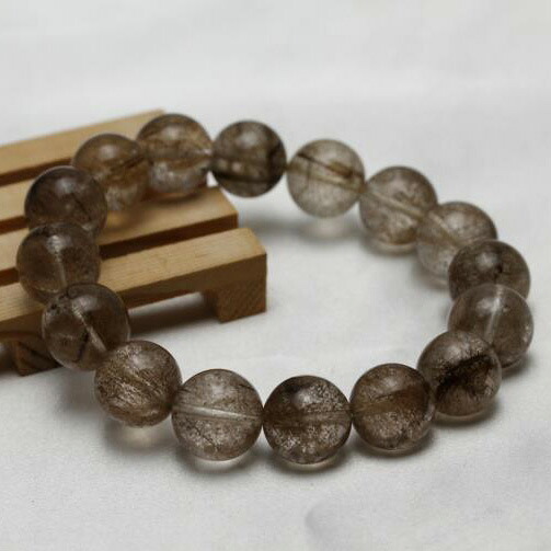 プラチナルチルクォーツ ブレスレット 13mm rutilated quartz bracelet プラチナルチル ブレス 針入り水晶 メンズ レディース 一点物 送料無料 211-4622