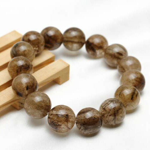 プラチナルチルクォーツ ブレスレット 15mm 針入り水晶 プラチナルチル ブレス rutilated quartz bracelet メンズ レディース 一点物 送料無料 211-4648 6,600円