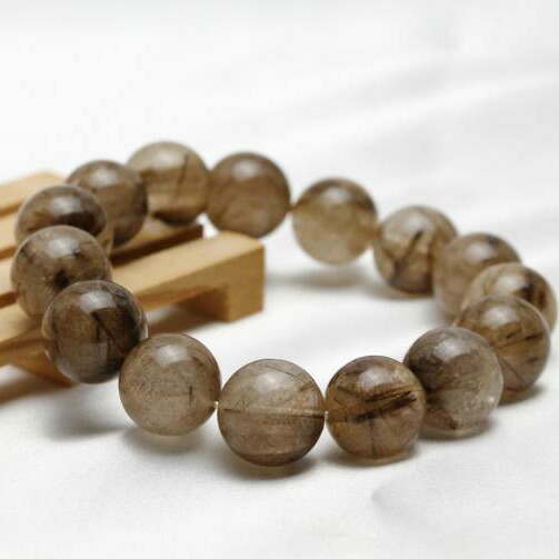 プラチナルチルクォーツ ブレスレット 14mm プラチナルチル ブレス 針入り水晶 rutilated quartz メンズ レディース 一点物 送料無料 211-4650