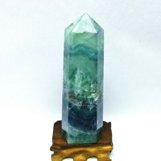 フローライト ポイント 六角柱 エンジェルフェザー 蛍石 置物 fluorite 螢石 原石 ほたる石 メンズ レディース 台座付属 一点物 送料無料 152-753