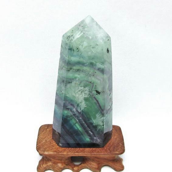 エンジェルフェザー フローライト 六角柱 螢石 置物 ポイント fluorite 蛍石 原石 ほたる石 メンズ レディース 台座付属 一点物 送料無料 152-761｜天然石・パワーストーンの東昇