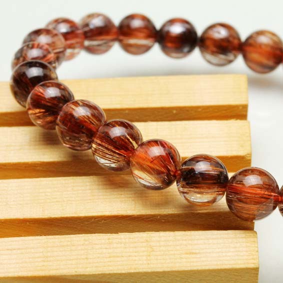 ルチルクォーツ ブレスレット 8mm コッパールチル ブレス rutilated quartz ブロンズルチル ルチレイテッドクォーツ メンズ レディース 一点物 送料無料 111-10989