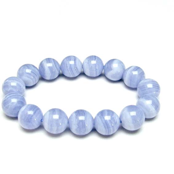 ブルーレースアゲート ブレスレット 14mm ブレス blue lace agate bracelet メノウ メンズ レディース 一点物 [送料無料] 111-12705
