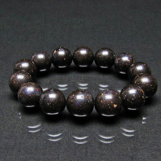 ブラックオパール ブレスレット 16mm Opal Bracelet ブラックマトリックスオパール ブレス 蛋白石 メンズ レディース 一点物 [送料無料] 111-17716