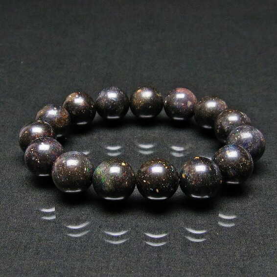 ブラックオパール ブレスレット 14mm ブラックマトリックスオパール Bracelet Opal 蛋白石 ブレス メンズ レディース 一点物 [送料無料] 111-17725｜天然石・パワーストーンの東昇