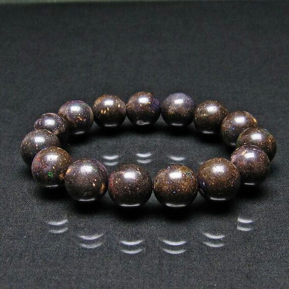ブラックオパール ブレスレット 14mm ブラックマトリックスオパール Bracelet Opal 蛋白石 ブレス メンズ レディース 一点物 [送料無料] 111-17731