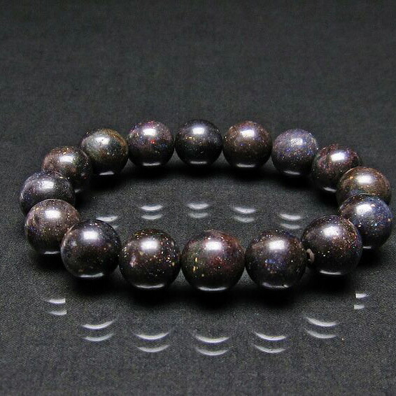 ブラックオパール ブレスレット 14mm ブラックマトリックスオパール ブレス Opal Bracelet 蛋白石 メンズ レディース 一点物 [送料無料] 111-17767｜天然石・パワーストーンの東昇 9,000円
