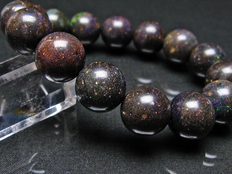 ブラックオパール ブレスレット 14mm Opal 一点物 メンズ Bracelet