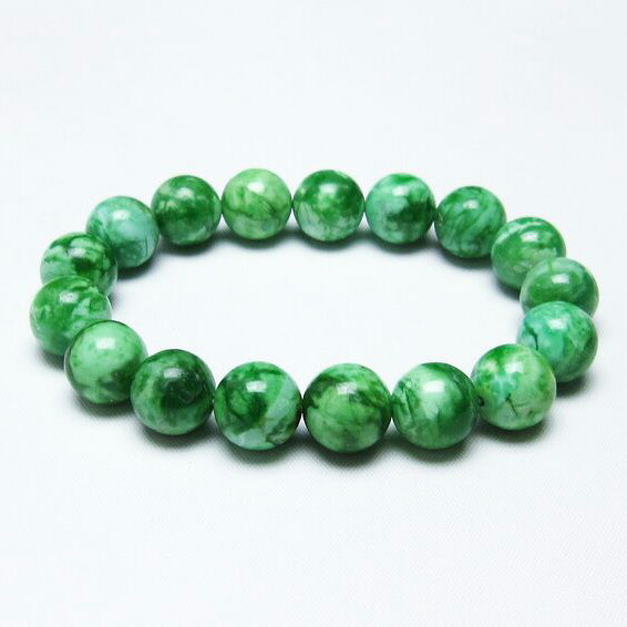 バリサイト ブレスレット 12mm バリシア石 ユタターコイズ ブレス Variscite Bracelet バリッシャー石 メンズ レディース 一点物 [送料無料] 111-22852｜天然石・パワーストーンの東昇
