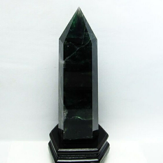 2.2Kg フローライト ポイント 蛍石 六角柱 fluorite ほたる石 台座付属 一点物 送料無料 162-203