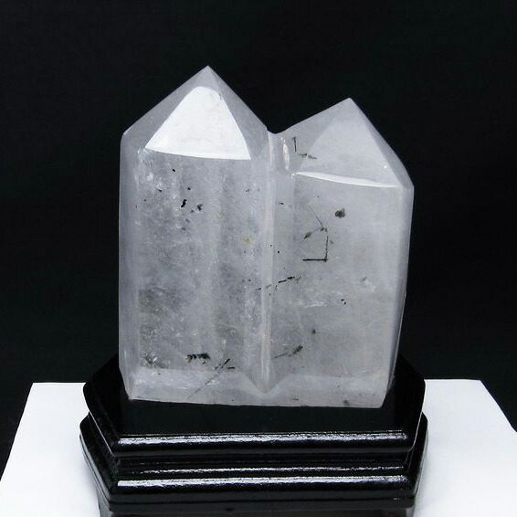 2.6Kg 水晶 六角柱 ダブルポイント crystal quartz 水晶ポイント 浄化 開運 台座付属 一点物 送料無料 162-236