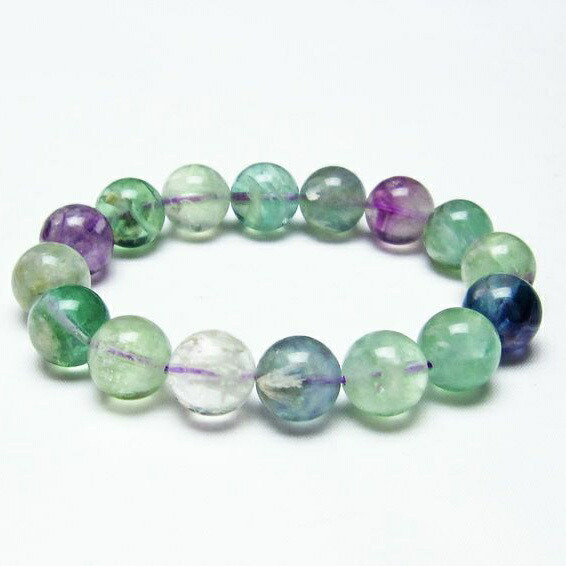 エンジェルフェザー フローライト ブレスレット 14mm 蛍石 ブレス 螢石 fluorite bracelet ほたる石 一点物 送料無料 111-22898