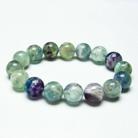 エンジェルフェザー フローライト ブレスレット 14mm 蛍石 ブレス 螢石 fluorite bracelet ほたる石 一点物 送料無料 111-22915